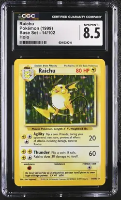 CGC 8.5 Raichu 1999 Base Set 14/102 Holo Pokemon Card - Image 1