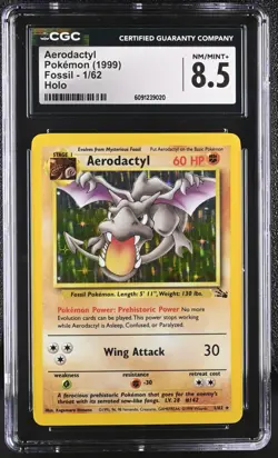 CGC 8.5 Aerodactyl 1999 Fossil 1/62 Holo Pokemon Card - Image 1