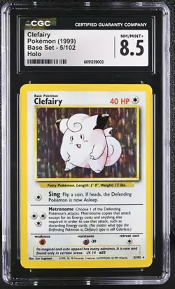 CGC 8.5 Clefairy 1999 Base Set 5/102 Holo Pokemon Card - Image 1