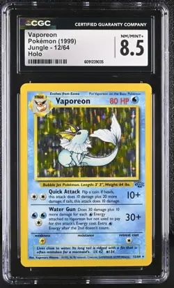 CGC 8.5 Vaporeon 1999 Jungle 12/64 Holo Pokemon Card - Image 1