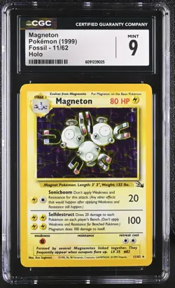 CGC 9 MINT Magneton 1999 Fossil 11/62 Holo Pokemon Card - Image 1