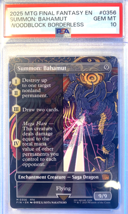 MTG Final Fantasy - Summon: Bahamut - #0356 Woodblock Borderless - PSA 10 - Image 1