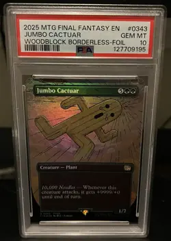 2025 MTG Final Fantasy EN Jumbo Cactuar Borderless Foil #0343 PSA 10 - Image 1