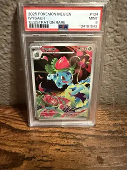 Pokemon TCG Ivysaur Mega Evolutions 134 Illustration Rare Card PSA 9 - Image 1