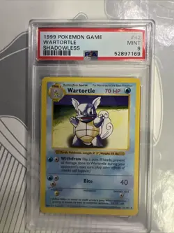 1999 POKEMON GAME WARTORTLE SHADOWLESS #42 PSA 9 MINT - Image 1