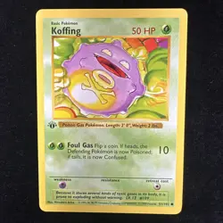 NM! 1999 Pokemon TCG Koffing Base Set 1st Edition Shadowless Non-Holo 51/102 - Image 1