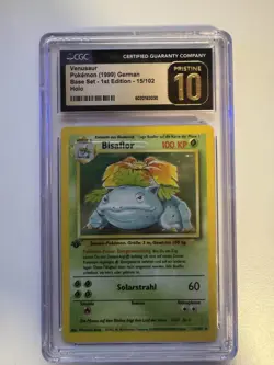 Pokemon Bisaflor Base Set 1st Edition GERMAN Holo Rare #15 CGC Pristine 10 - Image 1