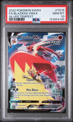 2022 POKEMON SWORD & SHIELD SILVER TEMPEST #TG15 FULL ART/BLAZIKEN VMAX PSA 10 - Image 1
