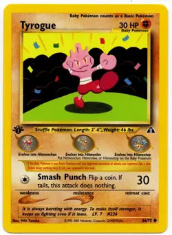 Pokemon - 1st Edition Neo Discovery Tyrogue 66/75 LP - Image 1
