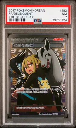 2017 Pokemon Korean The Best of XY Full Art Delinquent 182 PSA 7 NM POP 1 - Image 1