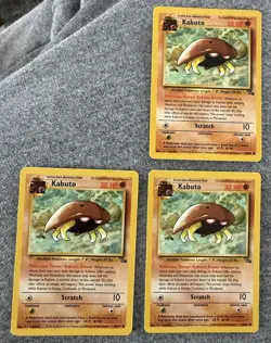 Pokemon Kabuto LP Edition Fossil Type (x3) 50/62 Regular Common Unlimited LP - Image 1