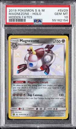 2019 POKEMON SUN & MOON HIDDEN FATES #SV29 MAGNEZONE-HOLO PSA 10 - Image 1