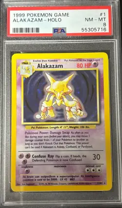 PSA 8 Alakazam Holo 1102 Base Set 1999 Pokemon Card - Image 1