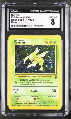 CGC 8 Scyther Holo 17/130 Base Set 2 2000 Pokemon Card - Image 1