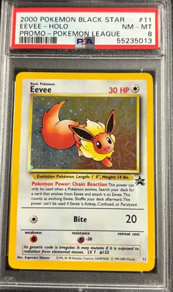 PSA 8 Eevee Holo #11 Black Star Promo Pokemon Leagye 2000 Pokemon Card - Image 1