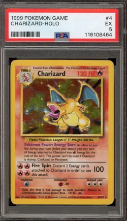 Pokemon Charizard Base Set Unlimited Holo Rare #4 PSA 5 - Image 1