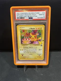 2021 Pokemon Celebrations Birthday Pikachu Classic #24 PSA 10 Gem Mint w/ Guard - Image 1
