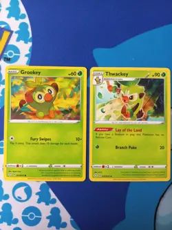 Grookey 011/072 + Thwackey 012/072 - Pokemon Shining Fates, English - Image 1