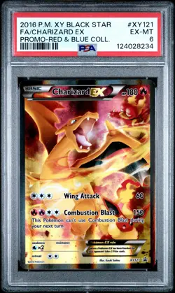 2016 POKEMON XY BLACK STAR PROMO RED & BLUE COLL FULL ART/CHARIZARD EX PSA 6 - Image 1