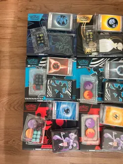 Lot Of 9 Pokemon Empty ETB’s With Sleeves, Decks) - Image 2