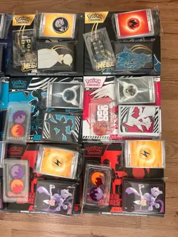 Lot Of 9 Pokemon Empty ETB’s With Sleeves, Decks) - Image 3