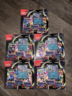 SEALED LOT OF 5 Pokemon Phantasmal Flames Sneasel & Weavile 3-Pack Blisters - Image 1