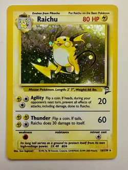 Raichu 16/130 | Base Set 2 | Holo Pokemon Card in Good Condition - Image 1