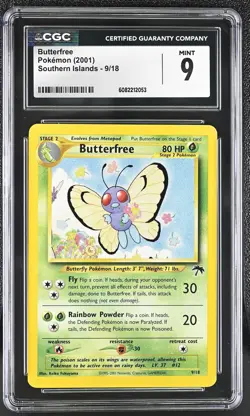 CGC 9 MINT Butterfree 2001 Southern Islands 9/18 Pokemon Card - Image 1
