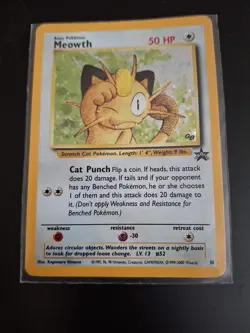 Pokemon TCG Base Set Meowth 10 Holo Black Star Promo Card HP - Image 1