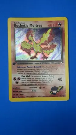 Rocket's Moltres 2000 Gym Heroes 1st Edition 12/132 Holo Pokemon Card NM - Image 1