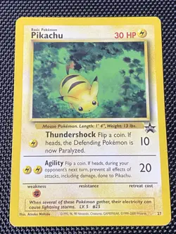 Pikachu # 27 WOTC Black Star PROMO "Bumblebee" Pokemon Card - Image 1