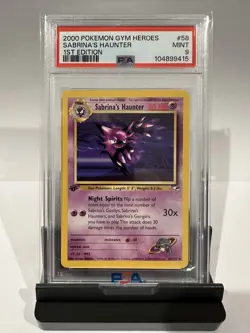 Pokemon 1st Edition Sabrina’s Haunter Gym Heroes Set 58/132 - PSA 9 Mint - Image 1