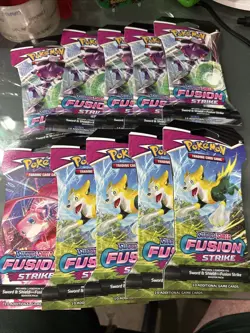 Pokemon TCG Fusion Strike Sleeved Booster Pack Lot Of 10 - Sealed - Image 1