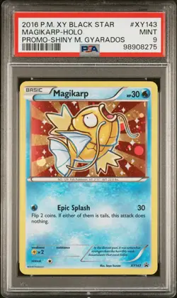 2016 POKEMON XY BLACK STAR PROMO SHINY MEGA GYARADOS #XY143 MAGIKARP-HOLO PSA 9 - Image 1