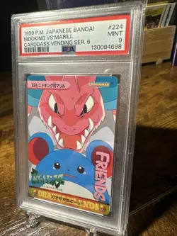 1999 Pokemon Japanese Bandai Vending Series 6 #224 Nidoking VS Marill PSA 9 - Image 2