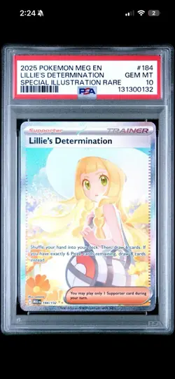 2025 POKEMON MEG EN-MEGA EVOLUTION #184 LILLIE'S DETERMINATION PSA 10 - Image 1