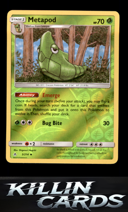 Reverse Holofoil Metapod 3/214 Pokemon Uncommon SM - Unbroken Bonds Card NM - Image 1