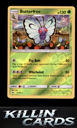 Reverse Holofoil Butterfree 3/149 Pokemon Rare SM Base Set Card NM - Image 1