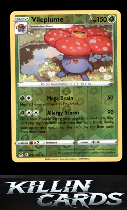 Reverse Holofoil Vileplume 003/196 Pokemon Holo Rare SWSH11: Lost Origin Card NM - Image 1
