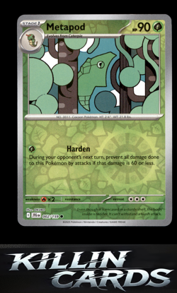 Reverse Holofoil Metapod 002/159 Pokemon Common SV09: Journey Together Card NM - Image 1