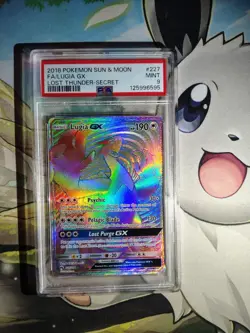Pokemon Lugia GX TCG Secret Rare Card SM Lost Thunder 227/214 PSA 9 Mint Rainbow - Image 1