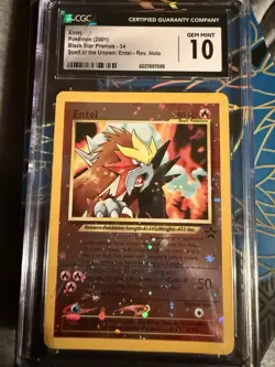 Entei 2001 Black Star Promos 34 Reverse Holo Pokemon Card CGC 10 Gem Mint - Image 1