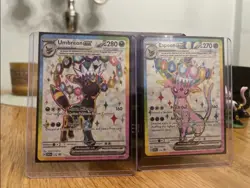 Prismatic Evolutions Premium Figure Collection Promo Cards Umbreon and Espeon - Image 1