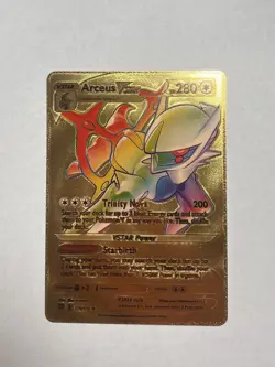 Rainbow Arceus Vstar Gold Foil Fan Art Textured Display Card NM - Image 1
