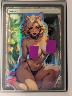 Forest x Sugar Catgirl NIKO (foil) MtG Alter Hand-Crafted! Anime Waifu - Image 1