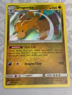 C1695 POKEMON TCG DRAGONITE HOLO NM #119 SUN MOON TEAM UP COSMOS - Image 1
