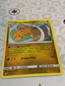 C1695 POKEMON TCG DRAGONITE HOLO NM #119 SUN MOON TEAM UP COSMOS - Image 2