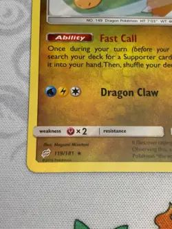 C1695 POKEMON TCG DRAGONITE HOLO NM #119 SUN MOON TEAM UP COSMOS - Image 4