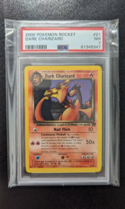 PSA 7 2000 NM TEAM ROCKET POKEMON DARK CHARIZARD 21/82 #21 RARE WOTC TCG GRADED - Image 3