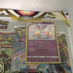 New Pokemon Holo Sylveon Astral Radiance 3 Pk Blister Pack + Coin - Image 2